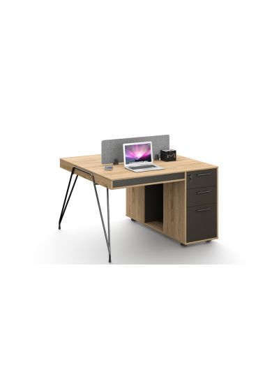 2-seater workstation Antique Oak + Iron Gray 1200*1200*750mm (DG18-D0412)