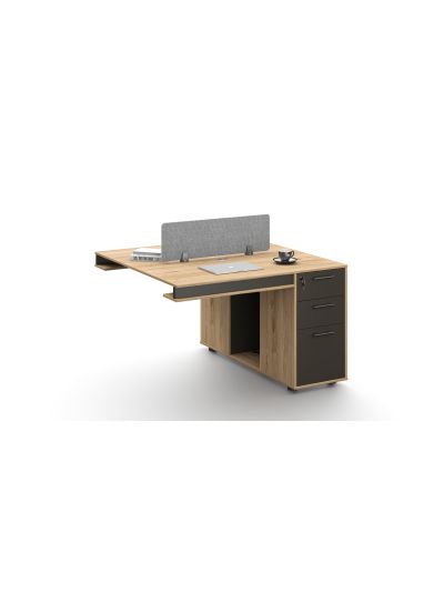 2-seater workstation extension Antique Oak + Iron Gray 1200*1200*750mm (DG18-D0412Y)
