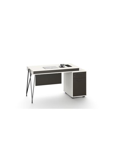 Single desk White + Iron Gray 1400*600*750mm (DG18-D0814W)