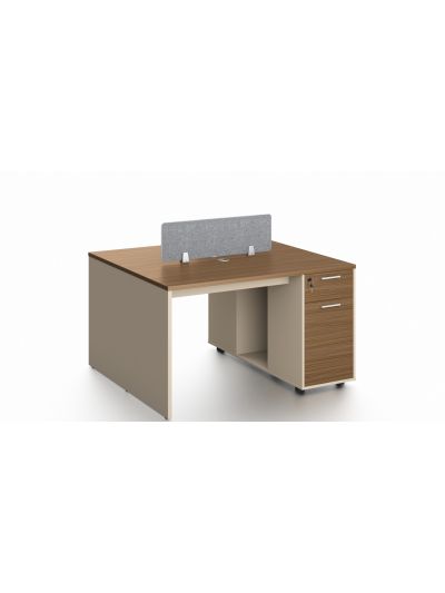 2-seater workstation Walnut + Elegance Gray 1200*1200*750/1000mm (DG28-D0612)