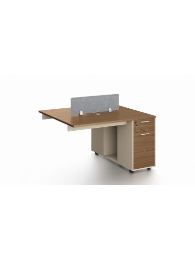 2-seater workstation extension Walnut + Elegance Gray 1200*1200*750/1000mm (DG28-D0612Y)