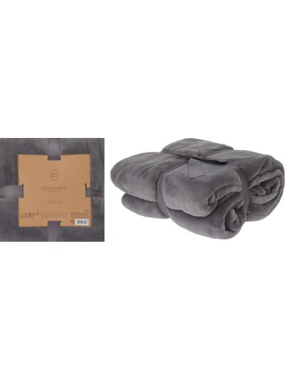 BLANKET FLEECE 180X230CM GREY - HZ1011870
