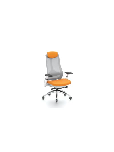 Executive Chair Grey + Orange 750W*635D*1250mm (KQ-004-A)