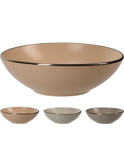 PLATE DEEP STONEWARE 3ASS CLR