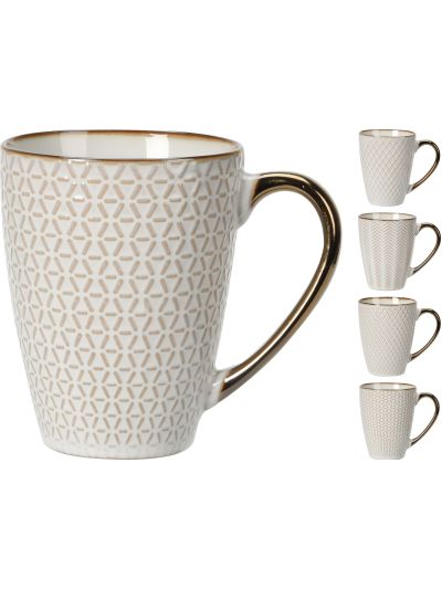 MUG 370ML STONEWARE 4ASS