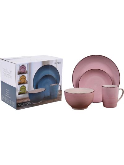 DINNER SET 16PCS PINK CLR