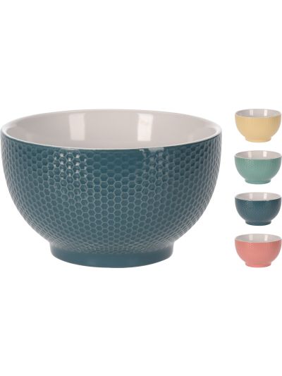 BOWL STONEWARE 680ML 4ASS CLR