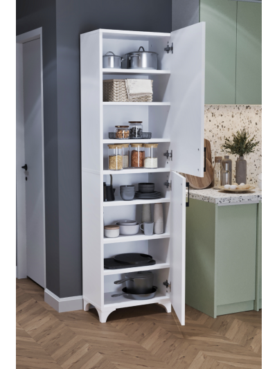 KITCHEN SHELF WITH 2 DOORS AND 8 SHELVES-WHITE