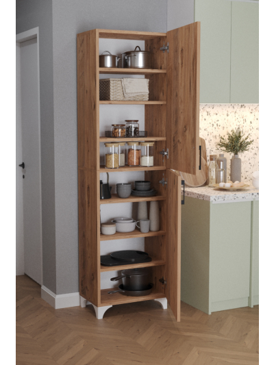 KITCHEN SHELF WITH 2 DOORS AND 8 SHELVES-PINE