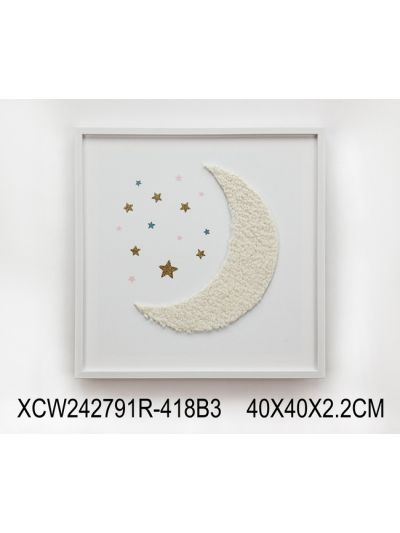 Moon Framed Canvas with 3D Objects 40X40X2.2CM (XCW242791R)