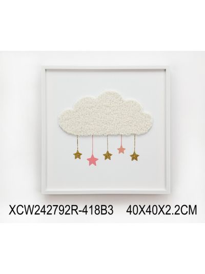 Cloud Framed Canvas with 3D Objects 40X40X2.2CM (XCW242792R)
