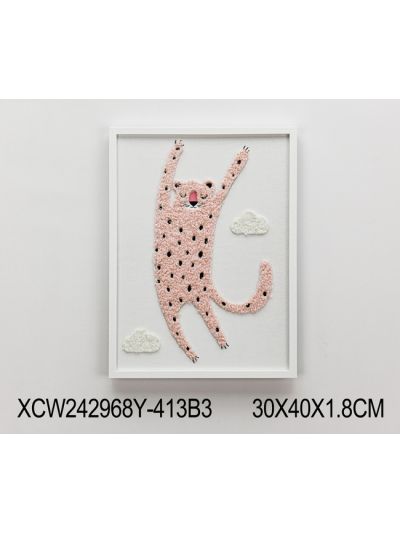 Leopard Framed Canvas with 3D Objects 30X40X1.8CM (XCW242968Y)