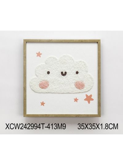 Meow Framed Canvas with 3D Objects 35X35X1.8CM (XCW242994T)