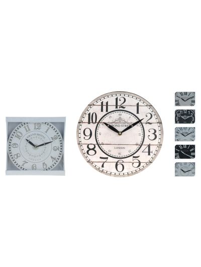 WALL CLOCK 28CM 6ASS DESIGNS