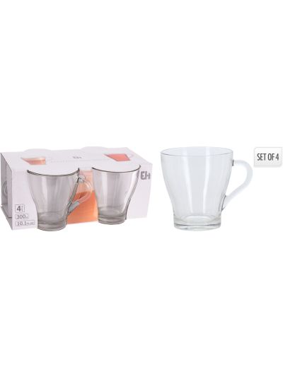 COFFEE TEA GLASS 300ML SET/4PC