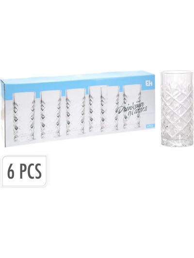 DRINKING GLASS SET OF 6PCS DIA